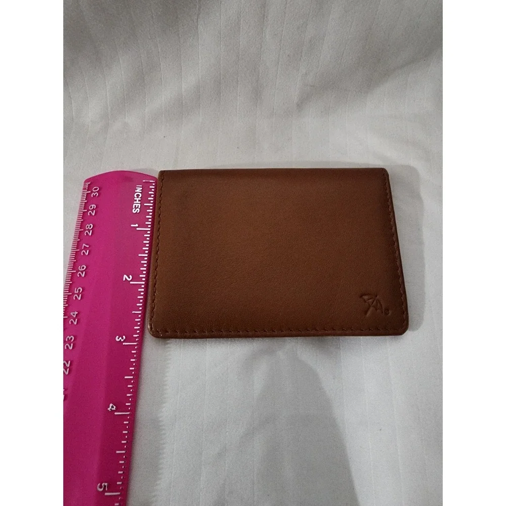 Arnold Palmer Mens Brown Leather Bifold Card Case Wallet with ID Window